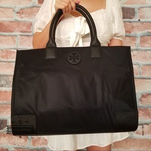 Tory Burch ella nylon tote black BAG LARGE new